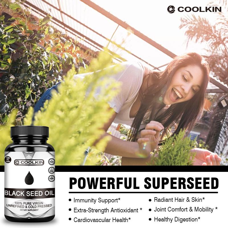 Coolkin Extracto de Aceite de Semilla de Comino Negro, Puro Virgen Prensado en Frío, Potencia la Inmunidad y Promueve la Digestión