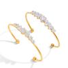 Youthway Round Heart Zircon Cuff Bracelet For Women Minimalist 18K Gold Plated Stainless Steel Open Bangle Fashion Jewelry Gift