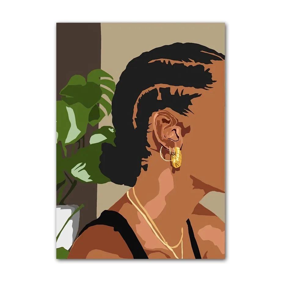 Black Art Fashion Hip Hop Girl Manicure Jewelry Lips Poster African Black Woman Beautiful Nails Painting Pictures Living Room Beauty Salon Decor