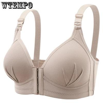 Soutien-gorge Fermeture avant sans fil Femmes rassemblées sans anneau en acier Sous-vêtements de couleur unie Push Up Bralette Lingerie Sexy Plus Taille Soutien-gorge