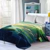 Serenity Green & Blue Landscape Flannel printed blanket suitable for all seasons suitable for living room office sofa and travel