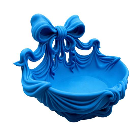 

French Bow Jewelry Tray 3D Printed Organizer with Textured Ribbon Design Multifunctional Storage for Earrings Bracelets Keys Gift
