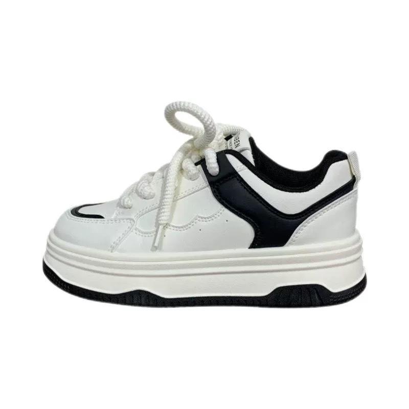 Mleczne fufu student małe białe buty damskie wiosenno-jesienne wszechstronne buty niszowe oryginalne buty damskie casualowe podwyższające buty na grubej platformie