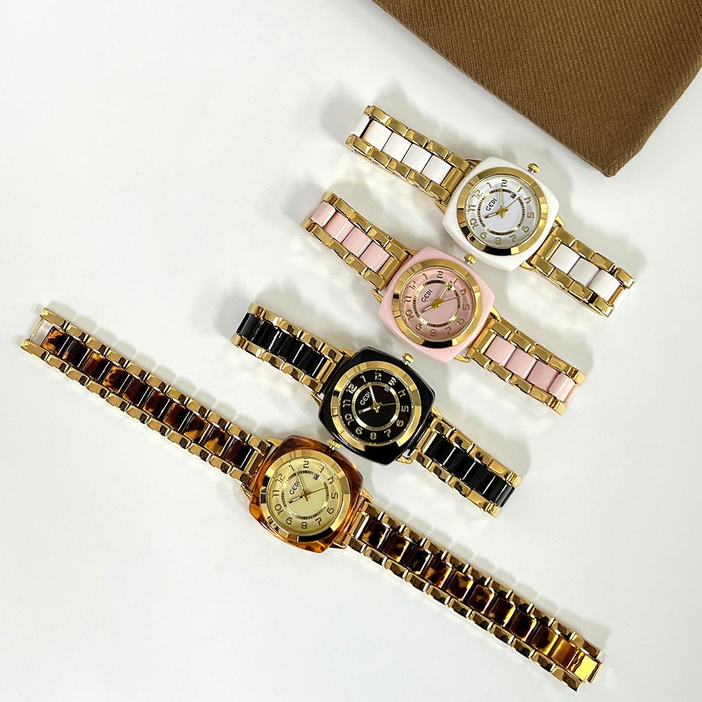 Retro Wine Barrel Simple White Commuter Women'S Watch Niche High Sense Amber Business Style Quartz Watch