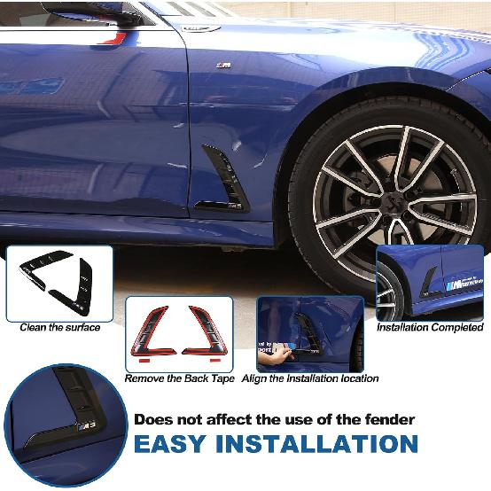 Front Fender Side Air Flow Fender Vent Cover Trim Compatible with BMW 3 Series G20 2020 2021,Side Wing Air Vent Hood Intake Fender Cover Trim