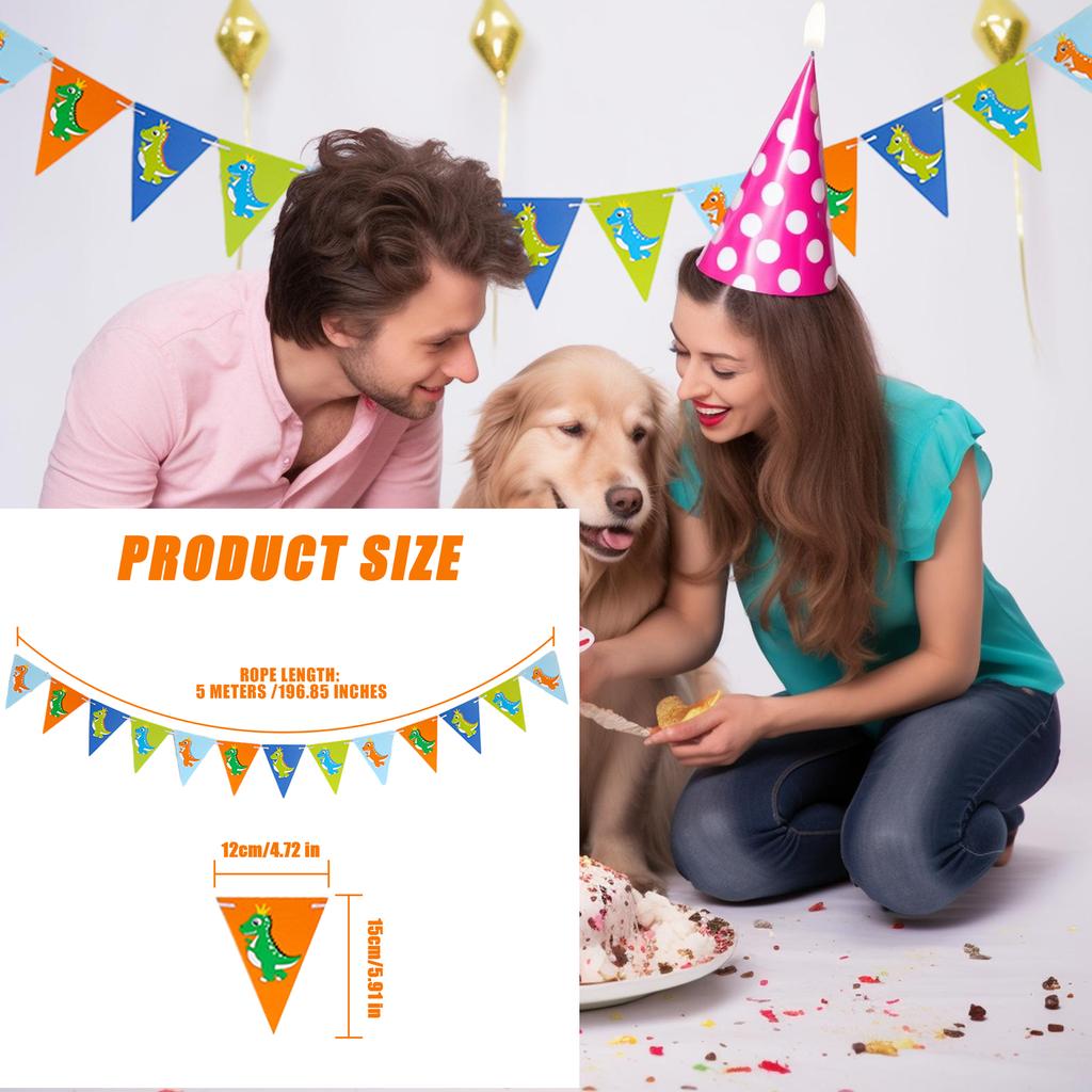 1pcs Set 16.4ft Macaron Paper Card Pennant Banner Flags For Birthday Party Triangle Banner Banner Flags Pennant Banner