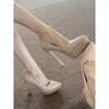 Waterproof Table Nude High Heels Women 2025 Pointed Thin Heel One Pedal Thin Light Mouth Sexy Super High Heel