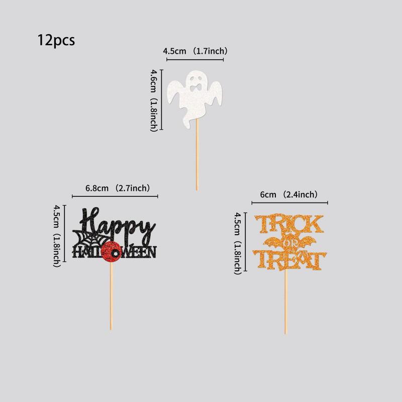 Halloween Pumpkin Party Decorations Ghost Theme Cake Toppers Paper Set Dessert Table Decoration