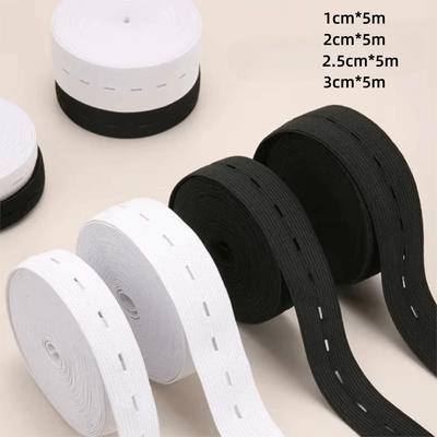 Black White Button Hole Elastic Belt Adjustable Hole Flat Band Elastic Stretch Belt DIY Garment Sewing Accessories