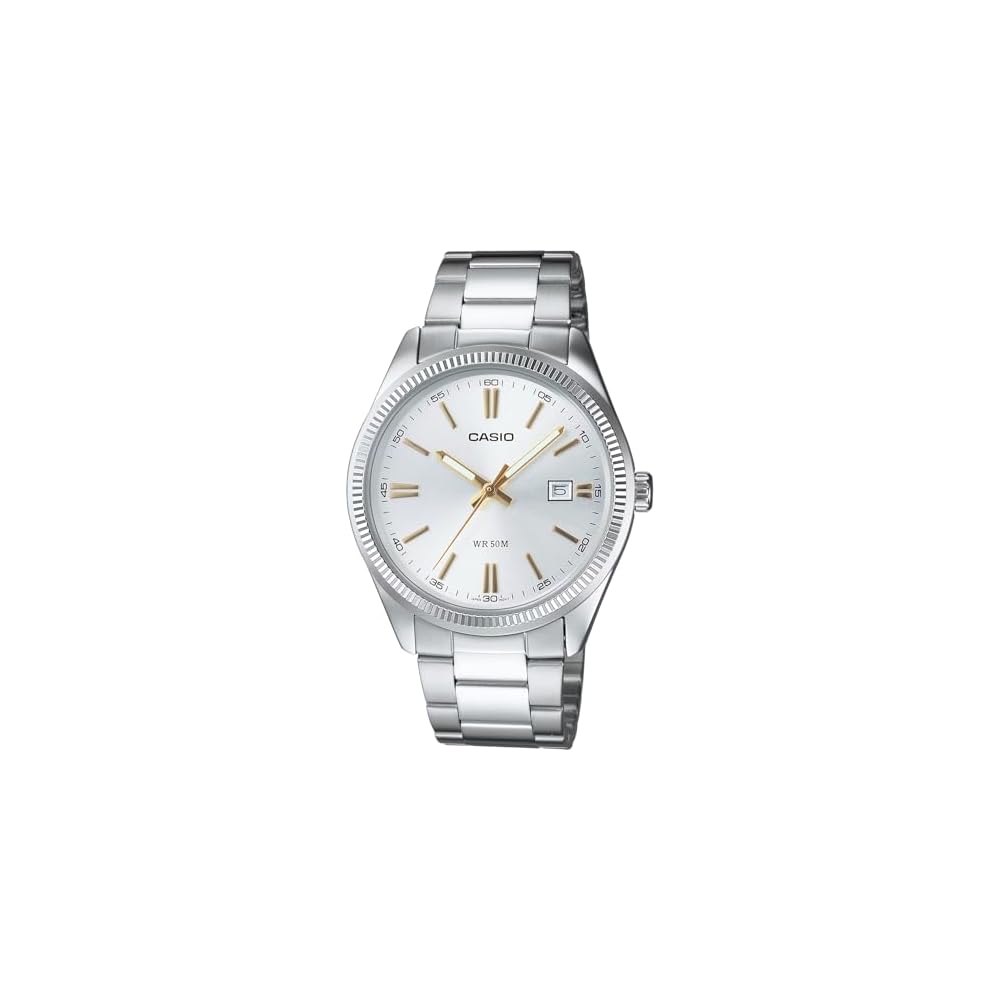Casio MTP-1302D-7A2V Analog Quartz Men s Watch Silver Metal Band Gold Index 40mm