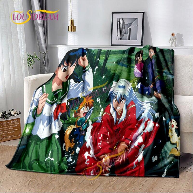 Inuyasha battaniyesi sıcak rahat çocuk battaniyesi karikatür pazen çarşaf kanepe örtüsü yürüyüş yetişkin ofis öğle yemeği molası battaniyesi.