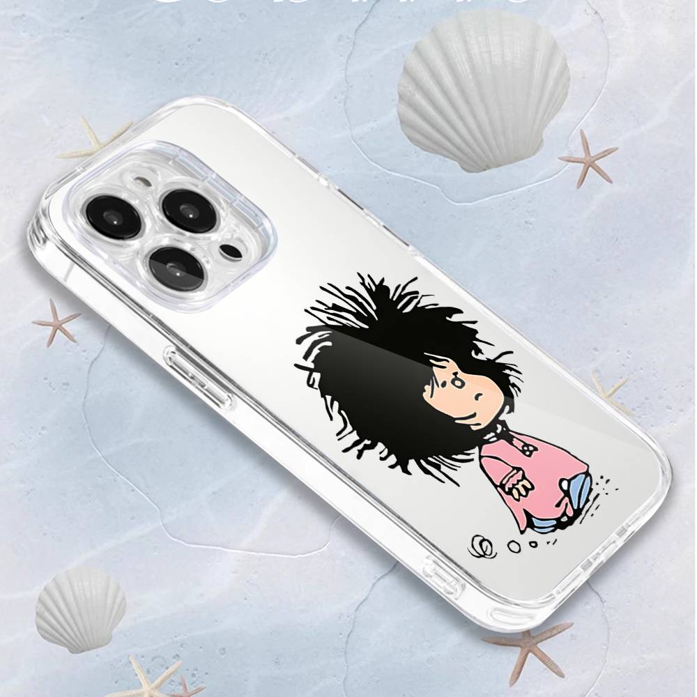 

Funny M-Mafalda Phone Case For iPhone 16,15,14,13,12,11 Pro,Max,Plus,X,XS,XR,SE4,E Mini Transparent Soft Cover iPhone12