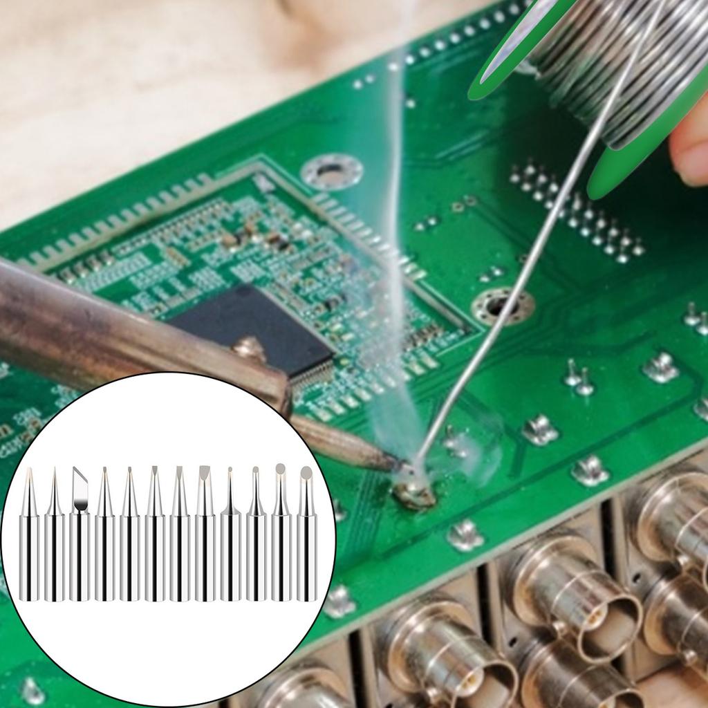 Pack Of 12 900M T Series Soldering Iron Tips Multiple Size Optimized Heat Distribution Suitable For 936 Welding Stations