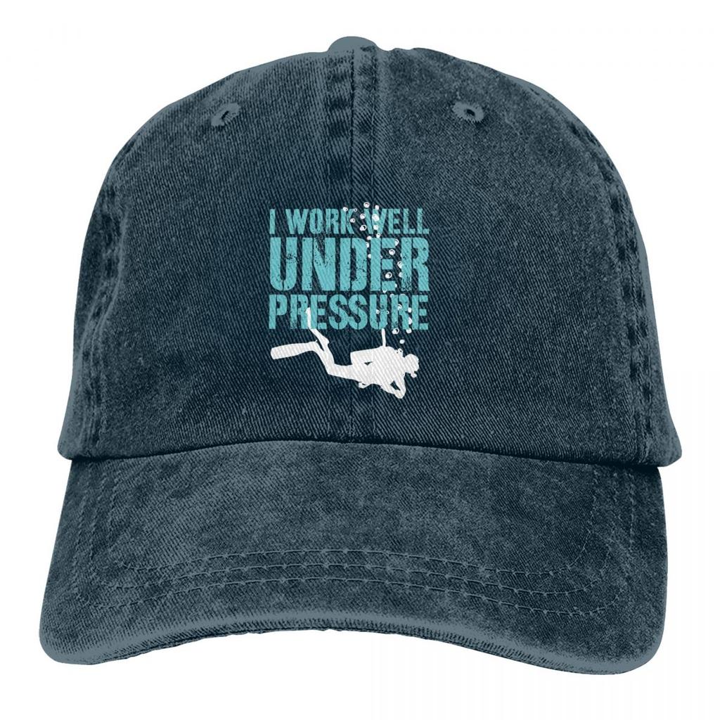 I Work Well Under Pressure Baseball Caps Peaked Cap Dive Scuba Diving Sun Shade Hats for Men