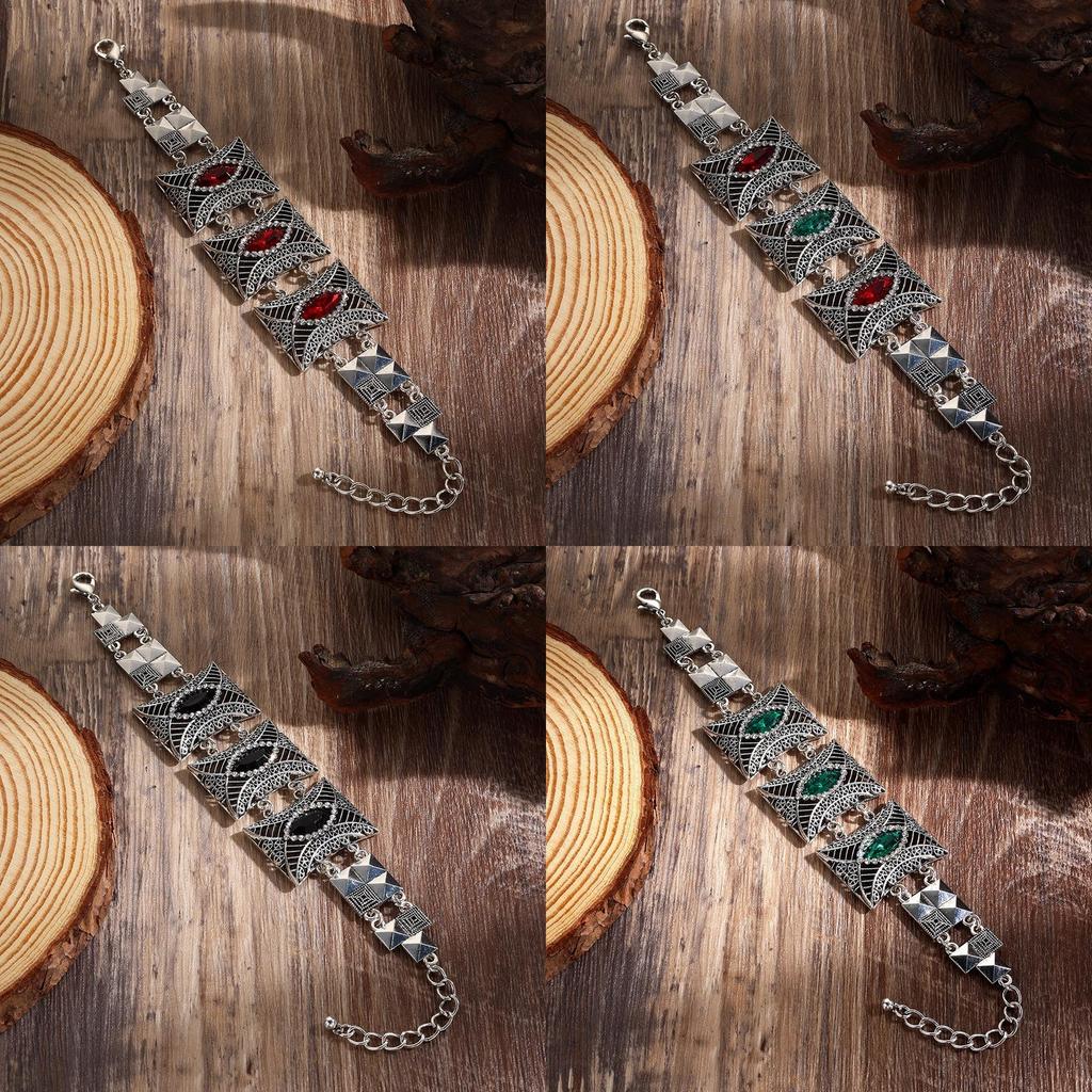 Nepal Ethnic Style Vintage Silver Alloy Crystal Bracelet For Women Gift