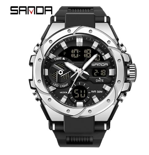SANDA 3313 Brand Watch Men Sport Alarm Clock Waterproof Wristwatches Original Brand Men's Wristwatch Quartz Digital Watches