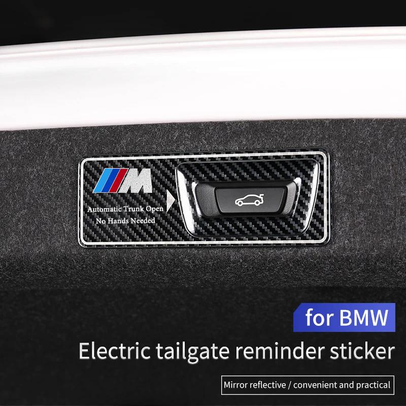 BAGI7 2026 Car Sticker Car Electric Tailgate Reminder Sticker Carbon Trunk Switch Cover For BMW X1 X2 X3 X4 X5 X6 X7 G05 G20 G30 6GT E