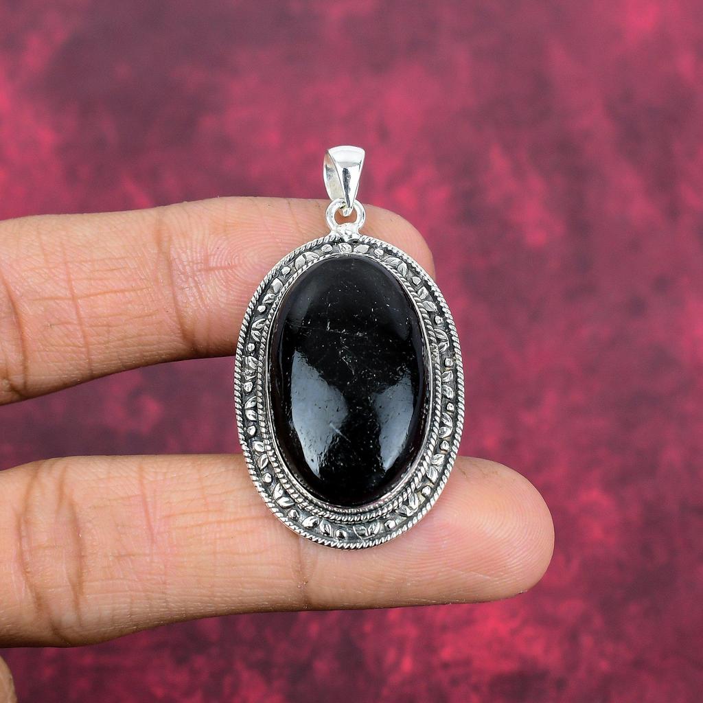 Black Tourmaline Pendant Gemstone Jewelry, 925 Solid Sterling Silver Pendant, Handmade Amazing Pendant Jewelry