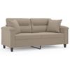 Vidaxl 2-Osobowa Sofa Z Poduszkami, Kolor Taupe, 140 Cm, Mikrofibra