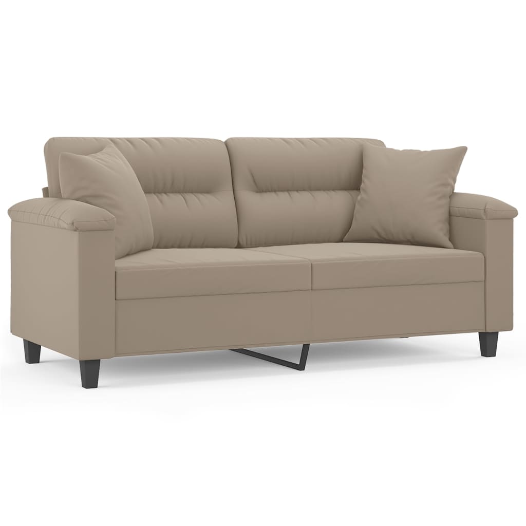 Vidaxl 2-Osobowa Sofa Z Poduszkami, Kolor Taupe, 140 Cm, Mikrofibra
