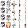 Copper Plating Food Series French Fries Chocolate Coffee Charming Pendant Fit Original Charms Bracelet Women Jewelry Gift