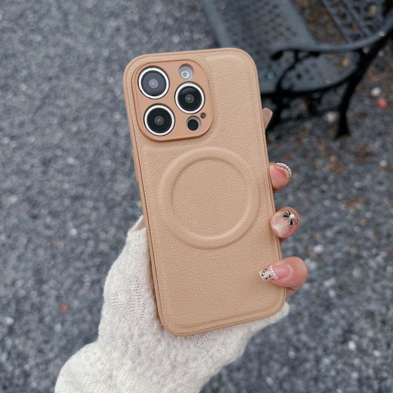 Luxury Leather Wireless Charging Magnetic For Magsafe Case For Apple iPhone 16 15 14 13 12 Pro Max Plus Camera Proteciton Cover
