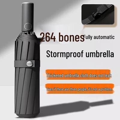 24-Rib Large Automatic Folding Umbrella – Windproof, Sunshade, and Rain Protection with Custom Advertising