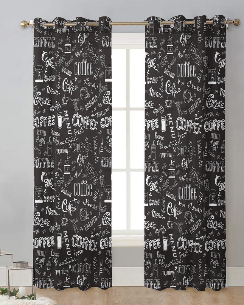 Coffee Bean Milk Sheer Curtains for Living Room Decoration Window Curtains for Kitchen Tulle Voile Organza Curtains