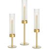 Gold Candle Holders Set of 3, Brass Taper Candle Holders for Candlesticks, Decor for Table Centerpiece, Wedding