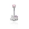 Cartoon Cute Hello Kitty Shiny Zircon Belly Button Ring For Women Sexy Body Jewelry Navel Piercing Beach Party Accessories Gift