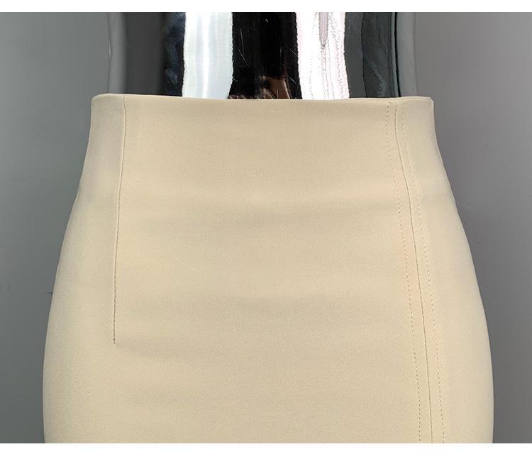 Korean Dongdaemun High Waist Sexy Slim-Fit Short Skirt with Lining and Small Slit