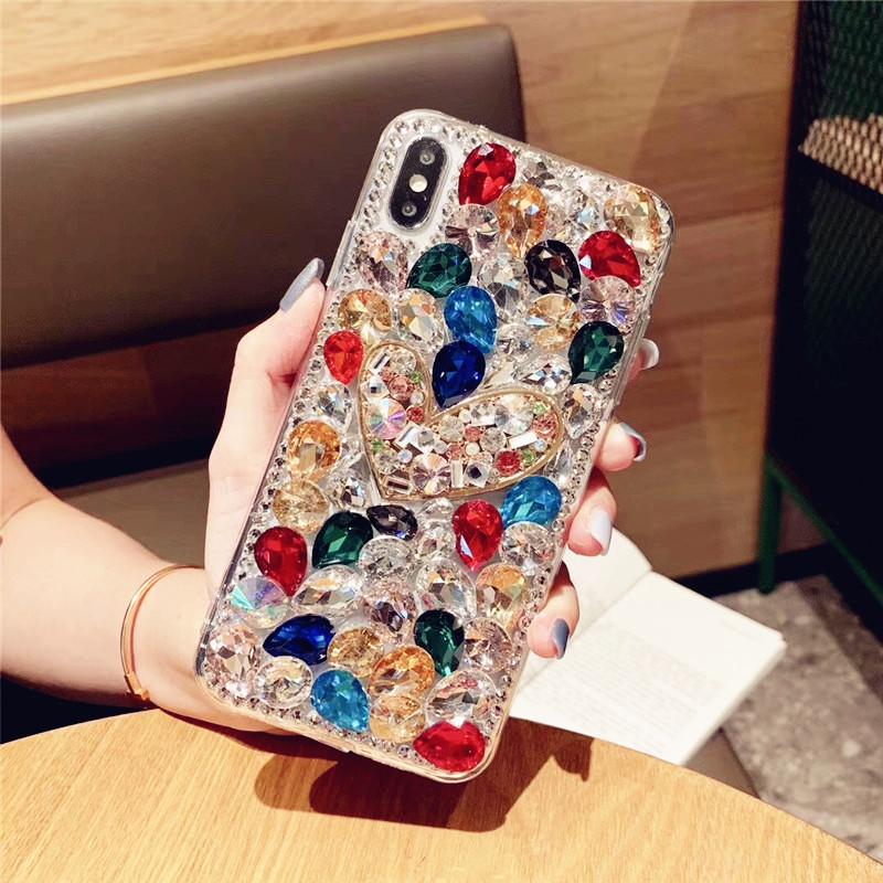 Rhinestone Phone Case For Iphone Apple 17Promax Love 15 Colorful 16Pro Personalized Luxury Xr