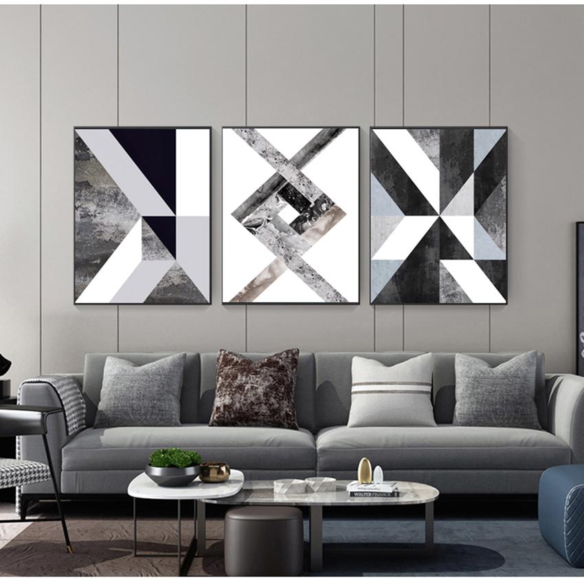 Living Room Decorative Painting Unframed Black And White Geometric Figure Nordic Style Posters Art Canvas Pictures For