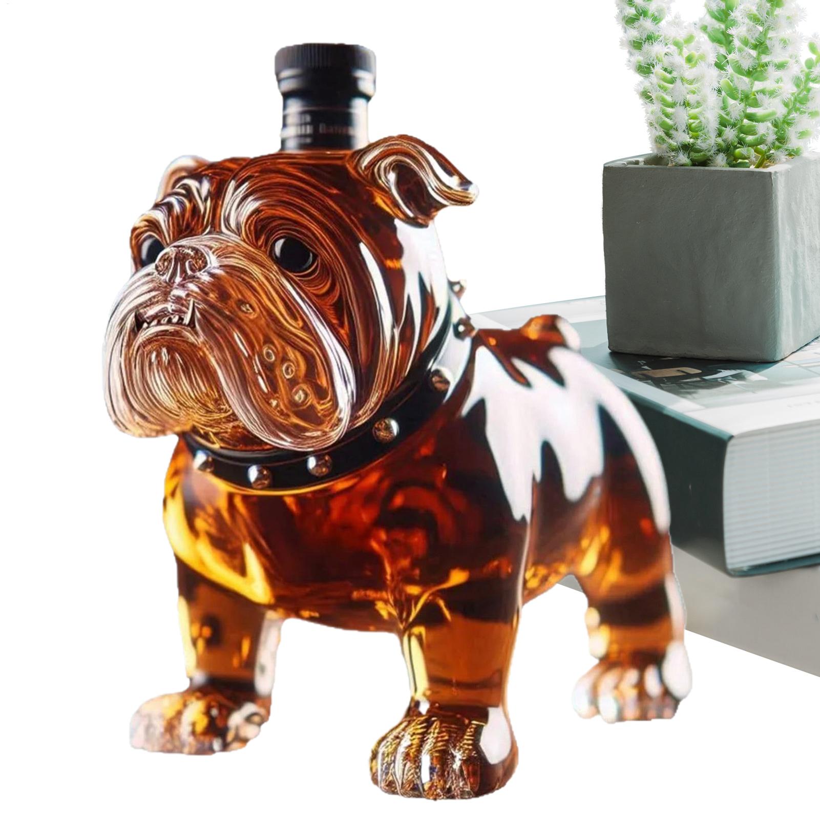 Bulldog Whiskey Bottle Collectible Liquor Decanter Alcohol Decanter for Restaurants Shelves Collectible Liquor Bottle Decanter chiaro