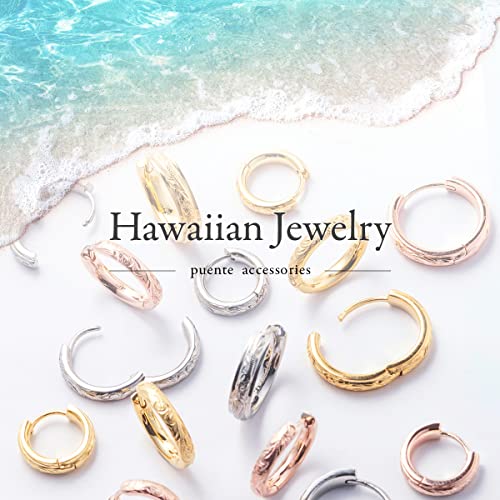 Puente Hoop Earrings, Hawaiian Jewelry for Men and Women, Permanent Wear, Rust-Resistant, Surgical Stainless Steel, Hypoallergenic, Binaural Set, 12.5