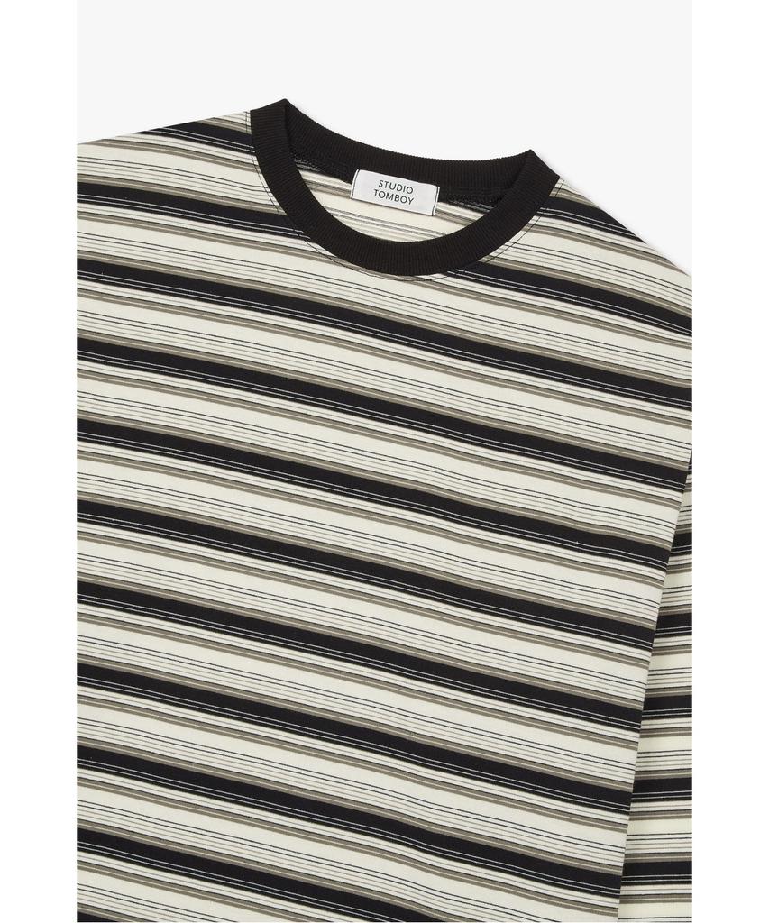 STUDIO TOMBOY [Men] Striped Long Sleeve T-Shirt _Black_91M6322811