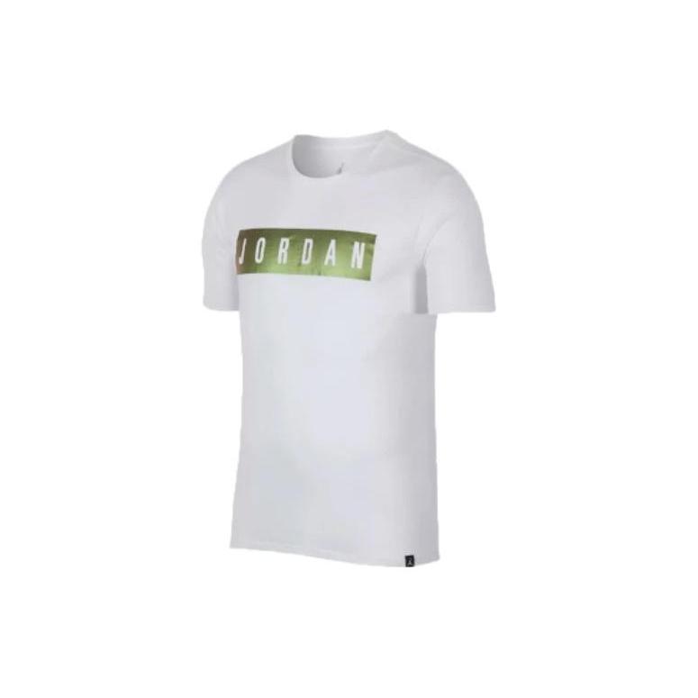 Jordan T Shirts Men's White Crew Neck Moderate Straight Fit 916147-100