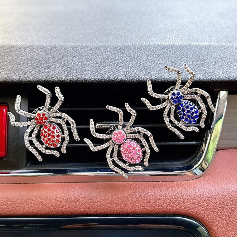 Sparkling Spider Car Perfume Clip Metal Material Various Colors Air Vent Mount Decorative Fragrance