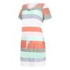 Women Summer Dresses Casual V-Neck Short Sleeve Bandage Stripe Printing Loose Dress