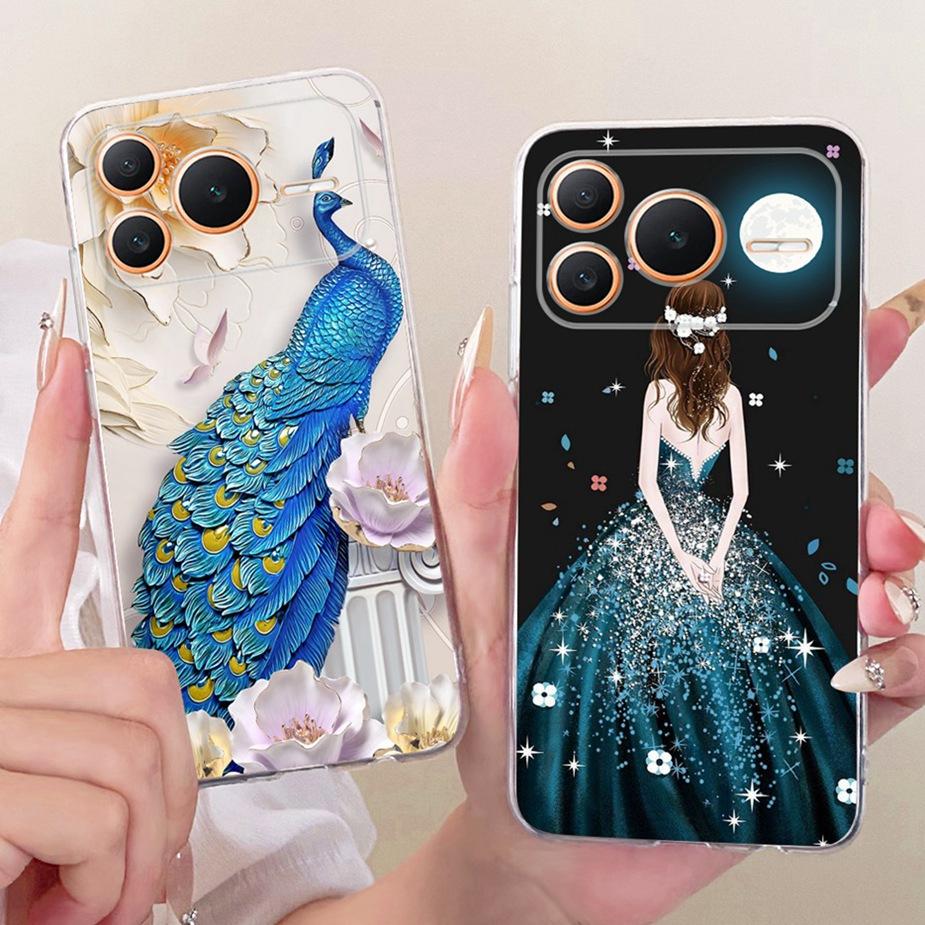 For Honor Power 2 5G Case SER-AN00 Luxury Girl Peacock Painted Cover Soft Slim Phone Case For Honor Power Power2 5G Fundas Coque