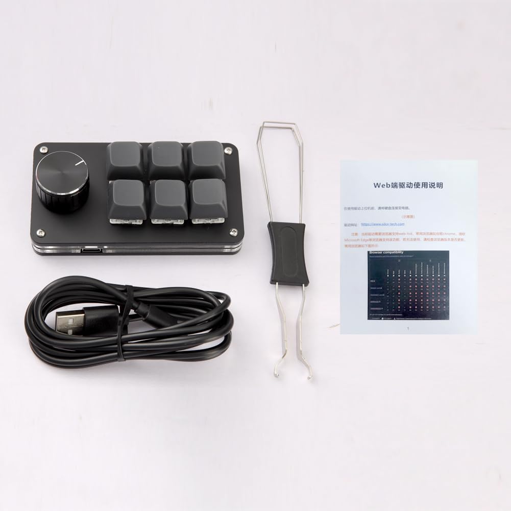 Koolertron Device Macro Programmable 6 1 Macro Wired RGB Blue 6 Compatible with Windows Ideal for Video and More Left-Handed Keyboard, Keyboard, Keys,