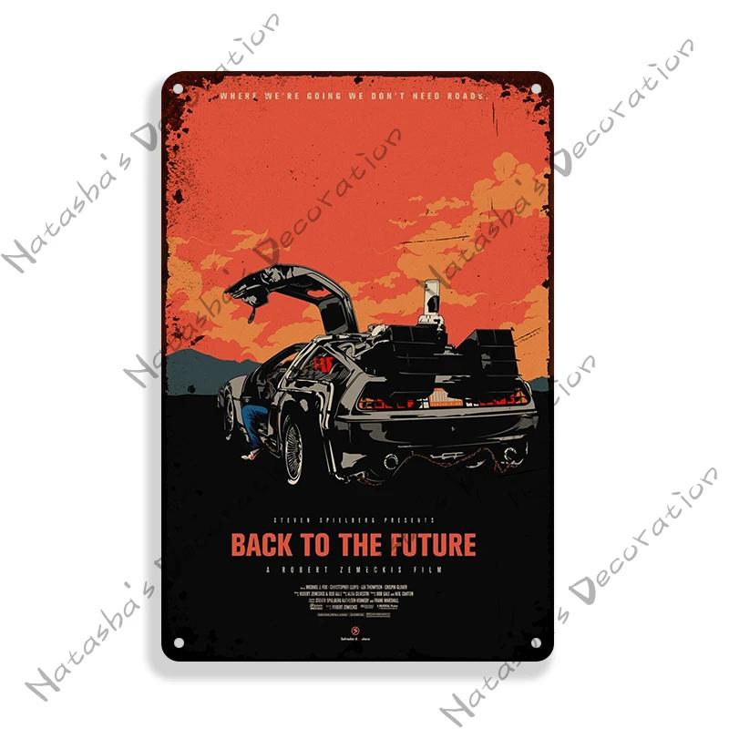 Filmaffisch Tillbaka till framtiden Metallskylt Sci-Fi Komedi Metallskylt Rostig Dekorativ Skylt Hembars Pub Café Industriell Dekor