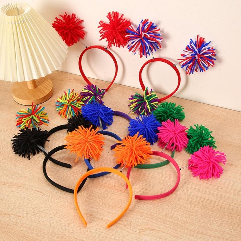 Fluffy Ball Hair Accessories Bobo Ball Head Buckle Wool Ball Hairband Wig Headbopper Costume Accessories Party Headwear