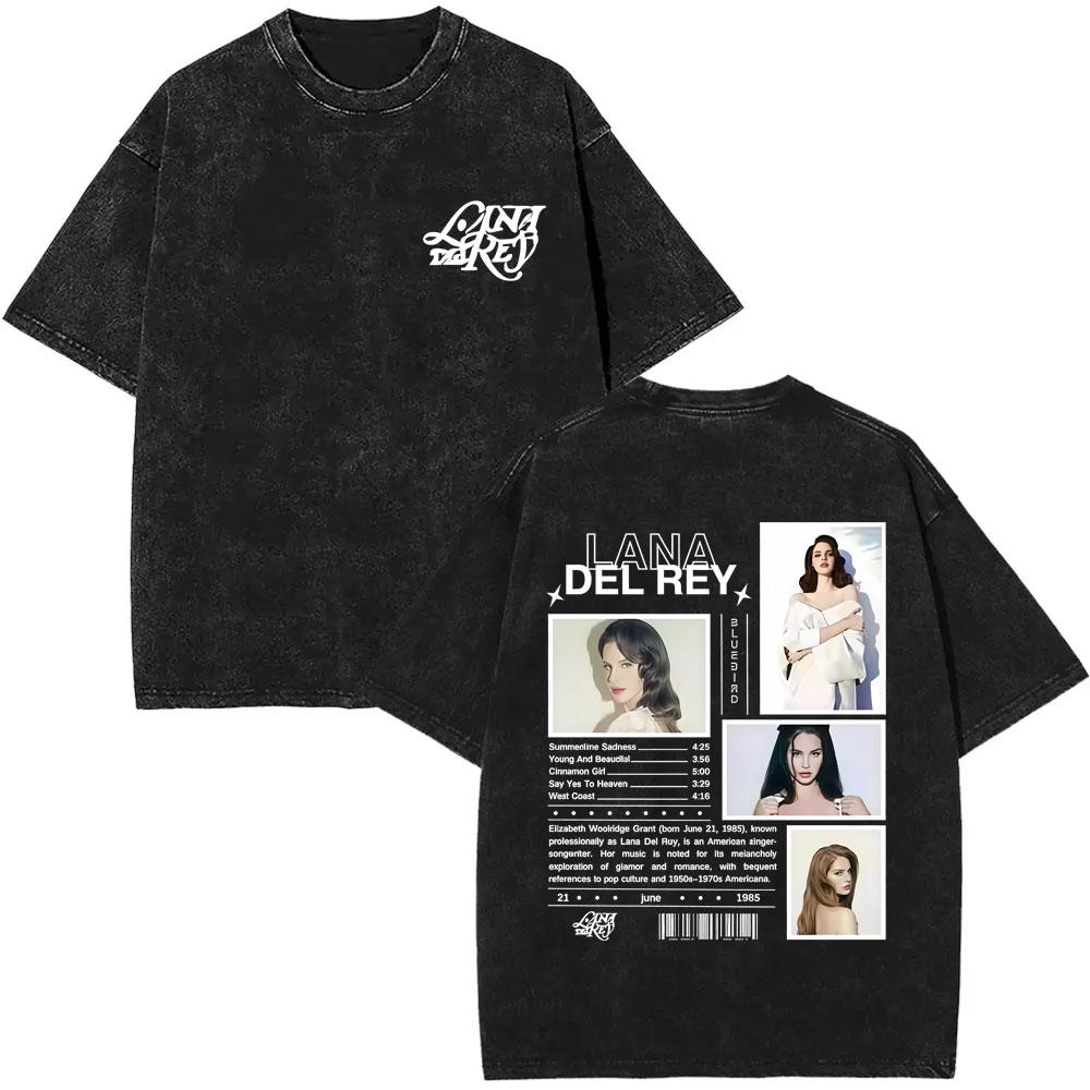 Washed Vintage WashedLana Del Rey  Tour Tshirt Men Women Hip Hop Fashion Pop Music Tshirts Unisex Casual Cotton T Shirts