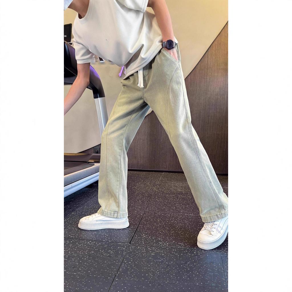 Premium jeans men's trendy straight-leg pants ruffian handsome loose wide-leg men's pants new trendy brand casual pants