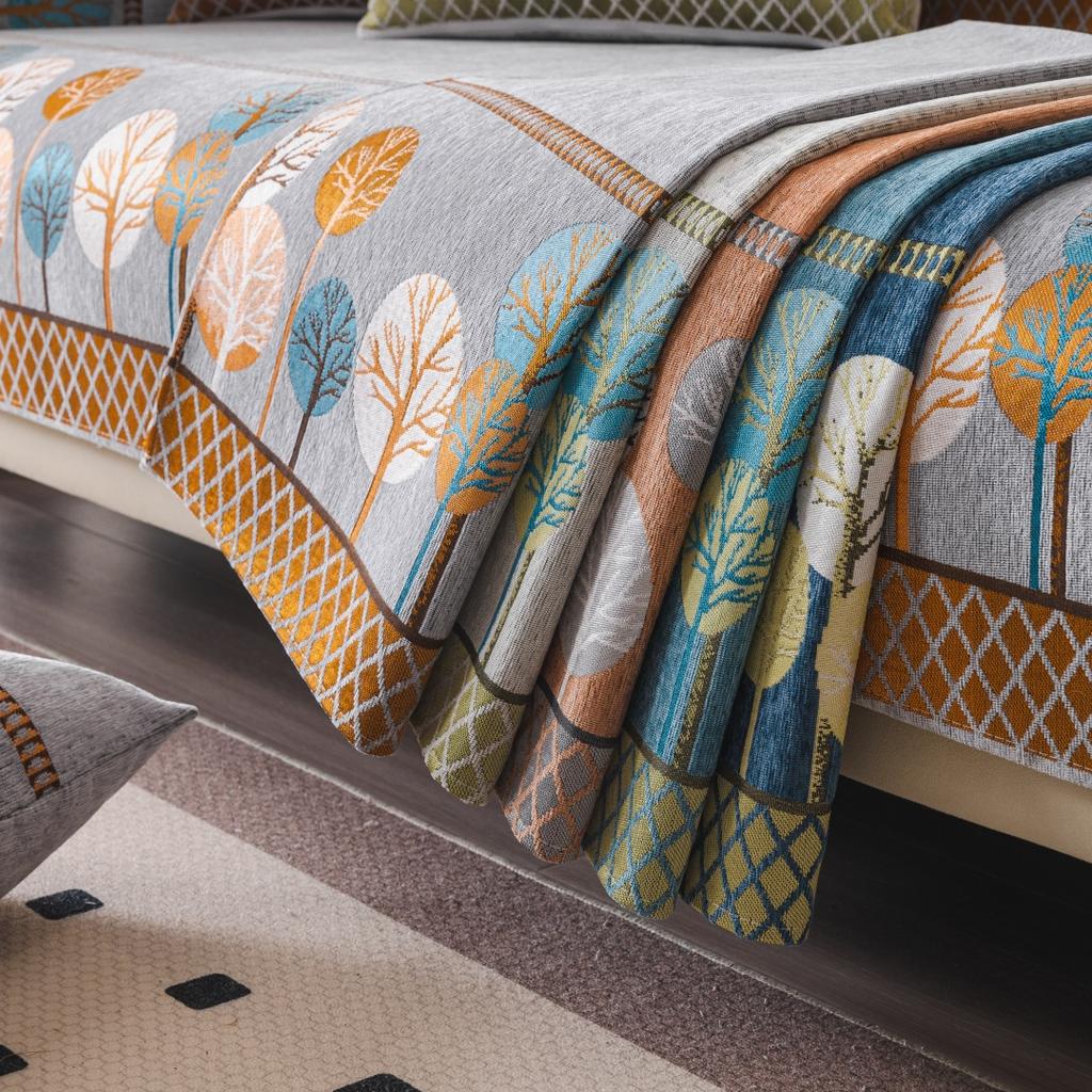 Boho Full Moon Tree Jacquard Chenille Sofa Cover for Living Room Couch Seat Cover Furniture Decor Protector Anti-Slip Sofa Towel