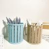 DYS Imitation Rattan Pen Holder, Round Hollow Desk Organizer, Large Capacity Pencil Cup for Pens Pencils Makeup Brushes, Nordic Office Home Decor