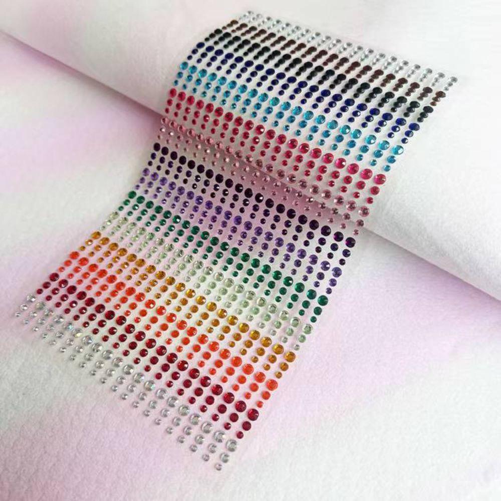 900Pcs Round Face Glitter Gem Stickers Self-Adhesive Crystal Rhinestones Stickers Festival