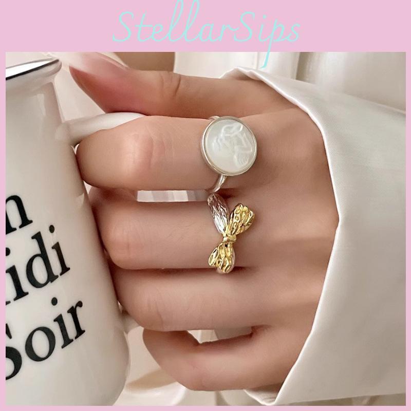 Dreamy Shell Angel Ring For Women Unique Design With Elegant Bow Adjustable Size