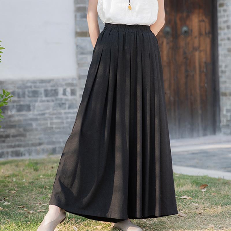 Women's Lightweight Cotton-Linen Wide-Leg Pants for Yoga and Meditation